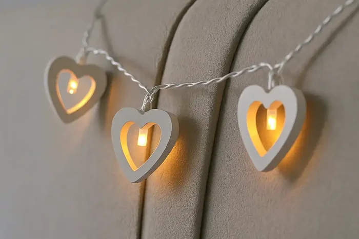 1.5m 3D Wooden Love Heart Fairy String Lights – Warm White LEDs