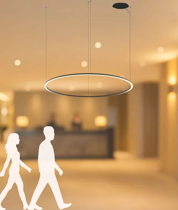 1.8m Extra Large Circular Pendant Light – Black, 100W LED, 6500lm
