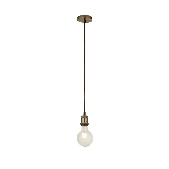1 Light Antique Pendant – Cable Suspension with Textile Cord (0483SUS7461AB)