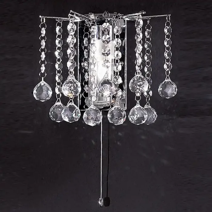 1 light Bathroom Wall Bracket in Chrome with Crystal Spheres IP44 (0194FL21391)