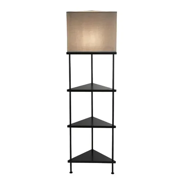 1 Light Corner Shelf Floor Lamp – Black – E27 (0483SEL156)