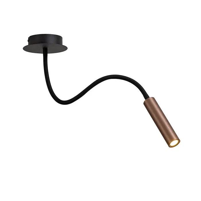 1 Light Flexible Ceiling Pendant, Black and Satin Copper Finish (1230TUB19D)