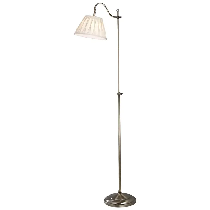 1 Light floor lamp Antique Brass complete with Ivory Pleated Shade (0183SUF4975)