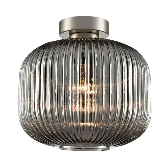 1 Light Flush Fitting in Satin Nickel with Smoked Glass (0194MEZ5817389)