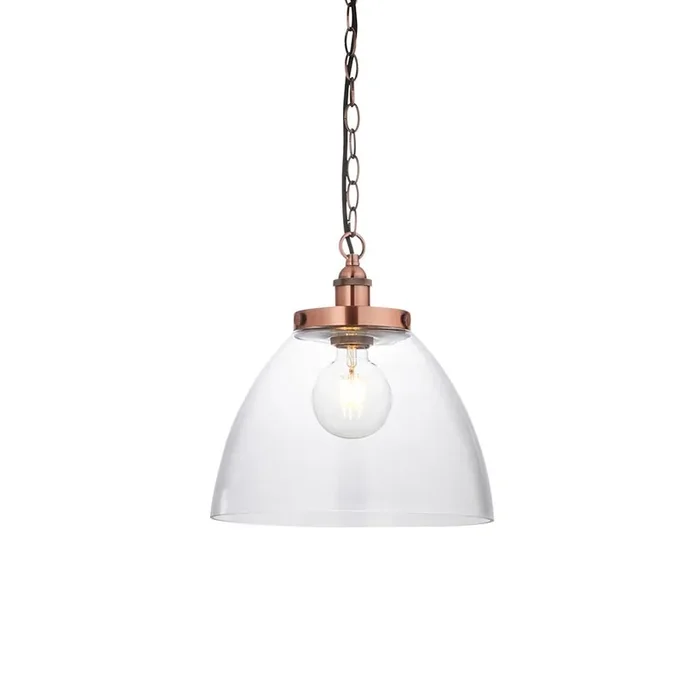 1 Light Grand Pendant in Aged Copper Finish with Clear Glass Shade (0711HAN106895)