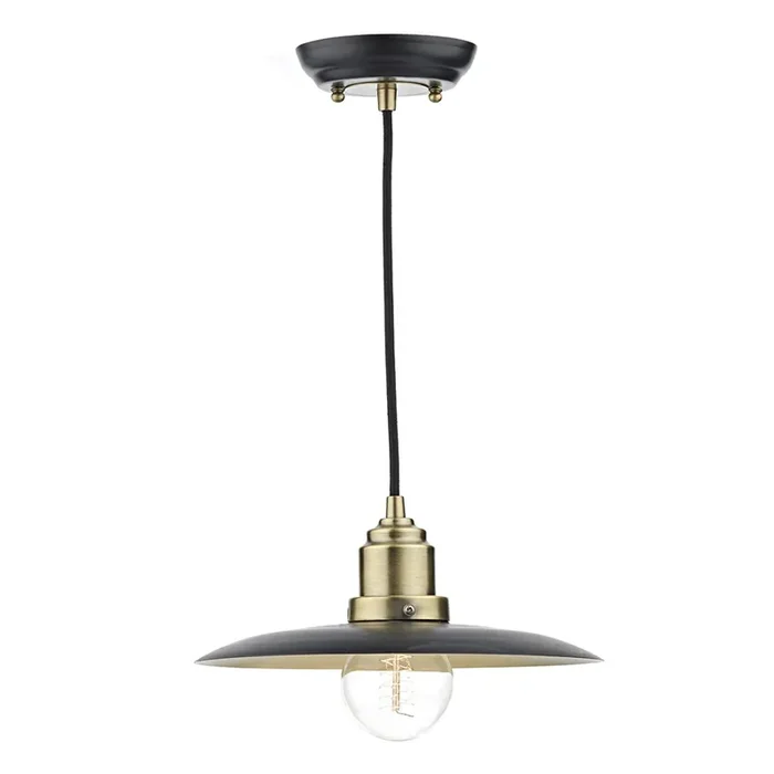 1 Light Industrial Vintage Pendant Antique Brass and Black (0183HAN0154)