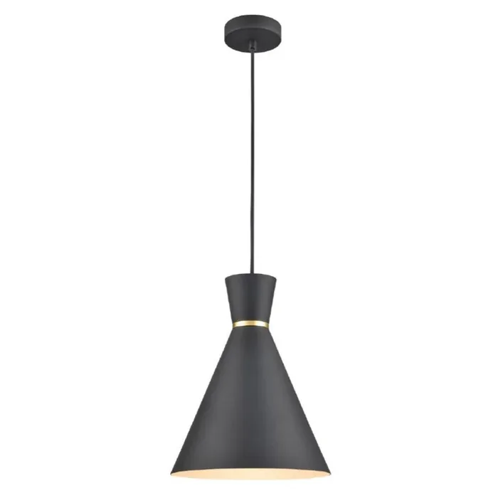 1 Light Medium (250mm) pendant – Black with brass accent (0194HAPPCH214)