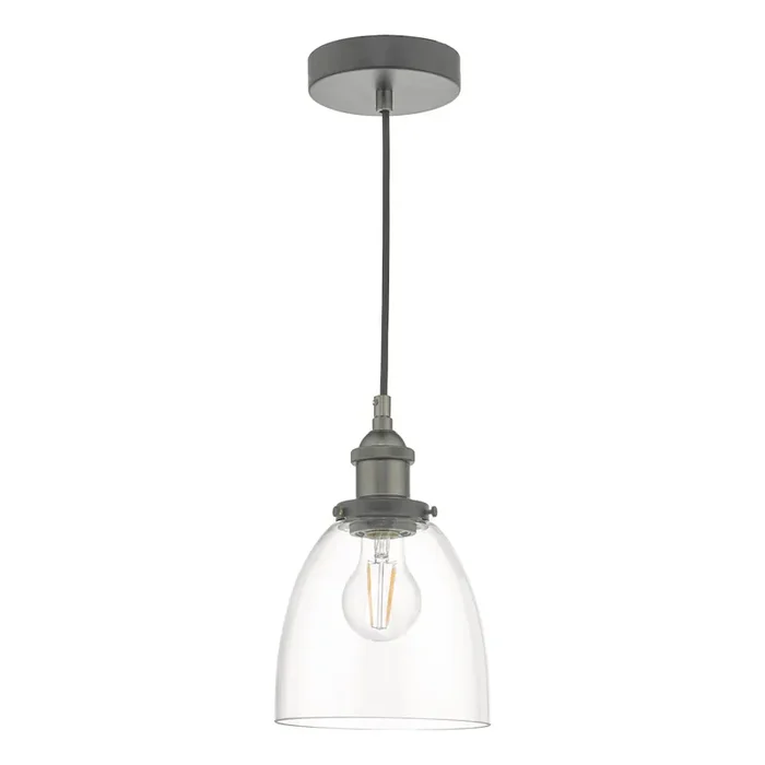 1 Light Pendant Antique Chrome & Glass (0183ARV0161)