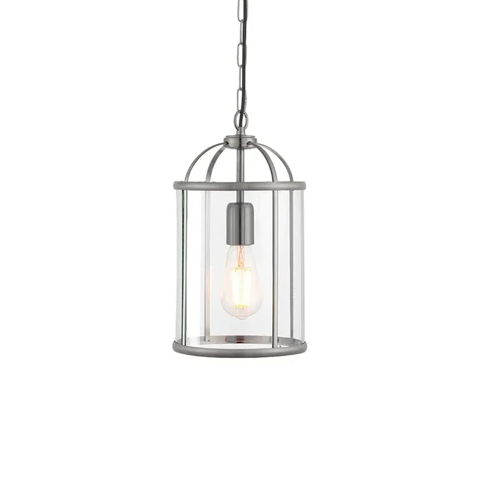 1 Light Pendant in Satin Nickel with Clear Glass Panels (0711LAM70323)