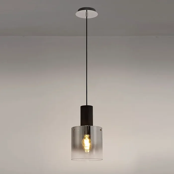 1 Light Single Pendant, Black / Smoke Fade Glass (1230CHE37A)