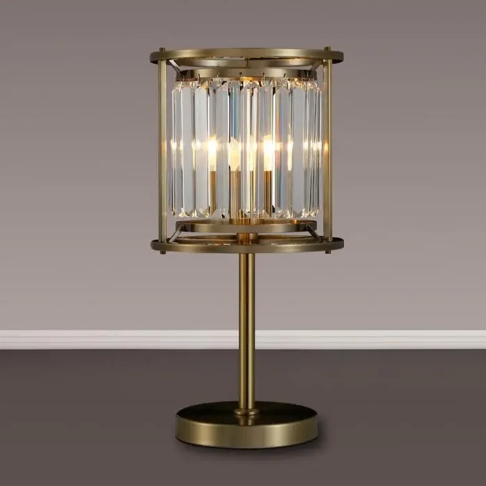 1 Light Table Lamp in Antique Brass with Clear Crystals (1230CHA81L)