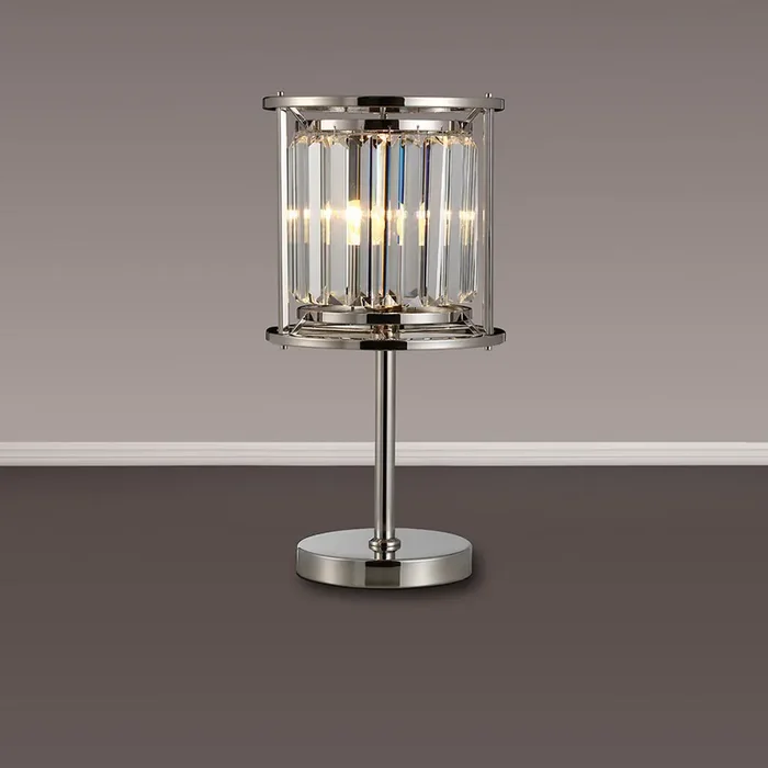 1 Light Table Lamp in Polished Nickel with Clear Crystals (1230CHA80L)