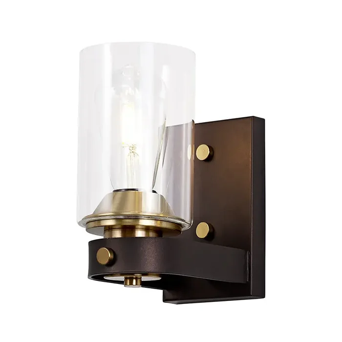 1 Light Wall Lamp – Brown Oxide/Bronze with Clear Glass Shades (1230LOA25C)