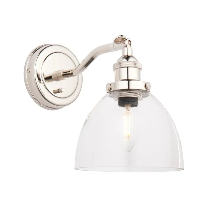 1 Light Wall Lamp in Bright Nickel with Clear Glass Shade (0711HAN97589))