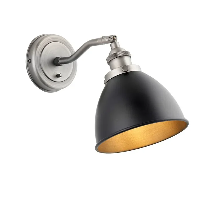 1 Light Wall Light in Matt Black with Aged Pewter details (0711FRA98751)