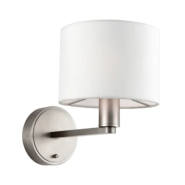 1 Light Wall Light in Matt Nickel with White Vintage Shade (0711DAL61608)