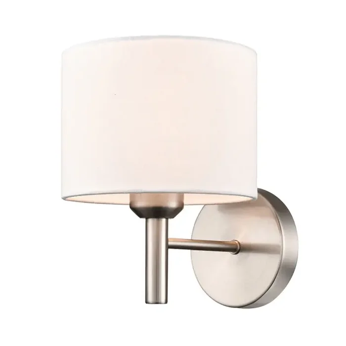 1 Light Wall Light in Satin Nickel with Off-White Shade (0194BARFL24941)