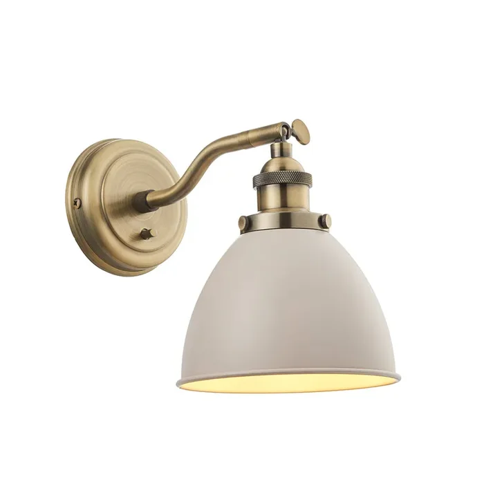 1 Light Wall Light in Stone Colour with Antique Brass details (0711FRA76330)