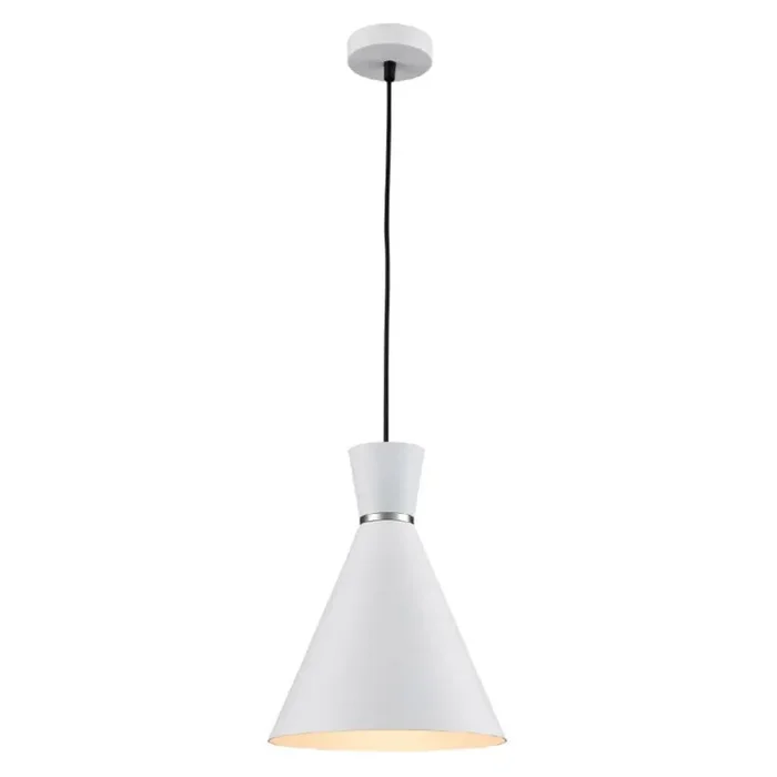 1 Medium (250mm) Light pendant – White with chrome accent (0194HAPPCH212)
