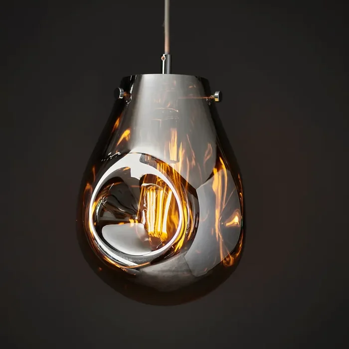 1 Small light Pendant Chrome Glass 22cm diameter (0711IRI99519)