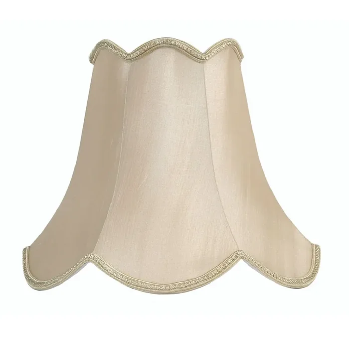 10″ Sand Traditional Faux Silk Scalloped Lamp Shade 25cm