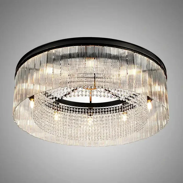 10 Light Ceiling Pendant – Brown Oxide with Clear Glass Pieces and Crystal Buttons (1230LON103A)