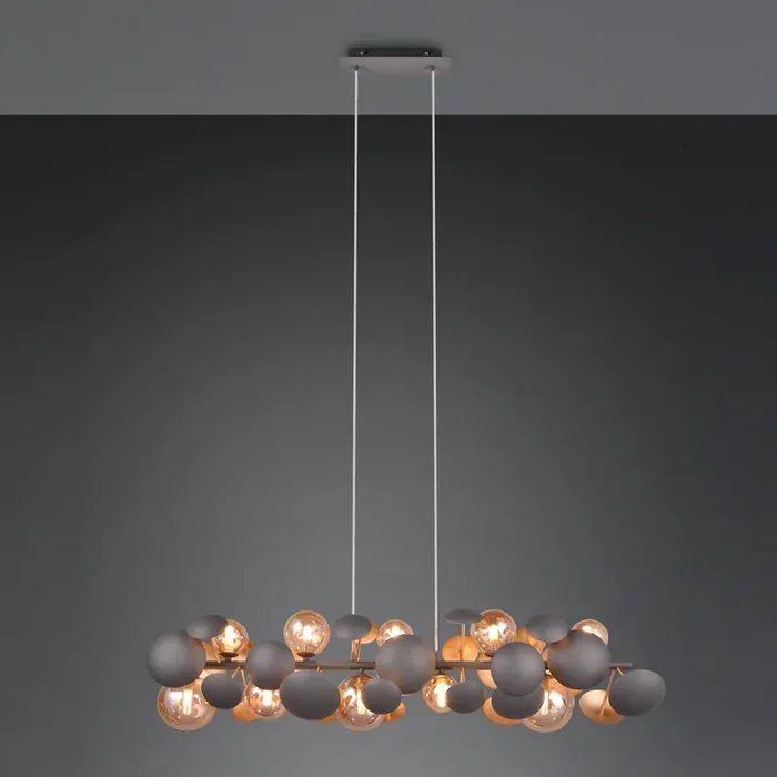 10 Light Ceiling Pendant in Anthracite and Gold (1542BUB317401042)