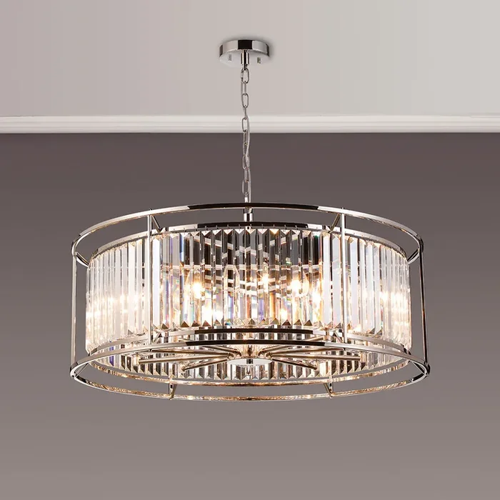 10 Light Dual Pendant in Polished Nickel with Clear Crystals (1230CHA200B)