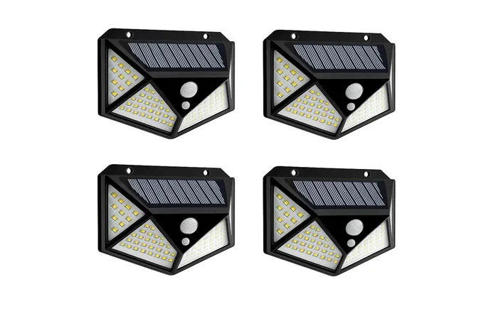 100 LED Solar Security Lights – PIR Motion Sensor & Wide-Angle 4 Pack