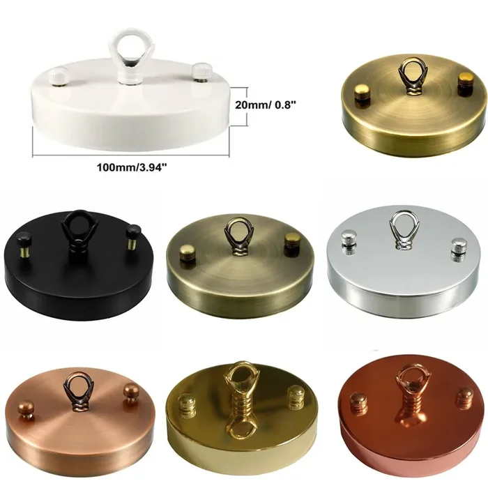 100mm Metal 1 Outlet Ceiling Rose with Hook (Pack 1 /Pack 2)