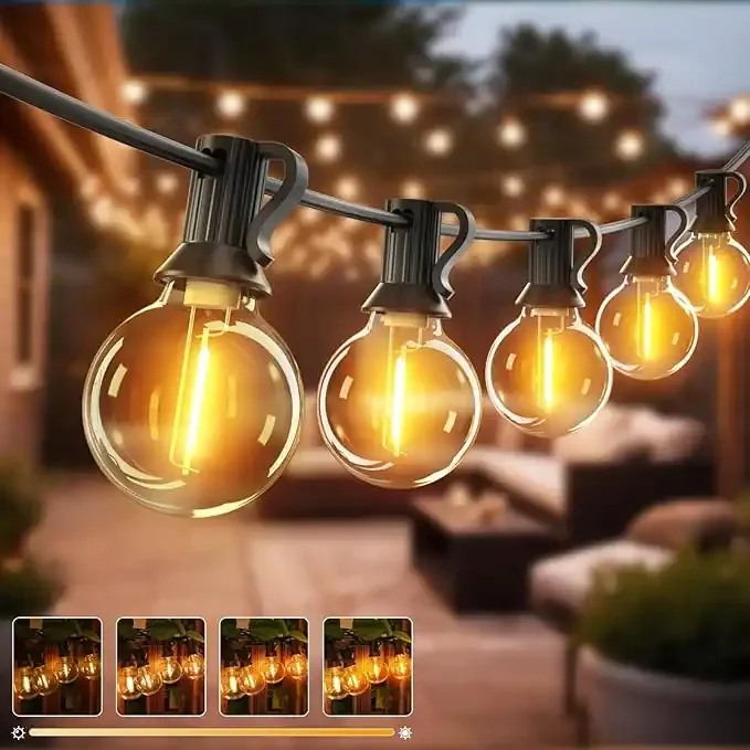 10M Outdoor Festoon Lights Mains Powered – Timer & Dimmable, 10+1 Shatterproof G40 LED Bulbs, Waterproof Garden String Lights for Patio, Gazebo, Yard, Wedding & Party
