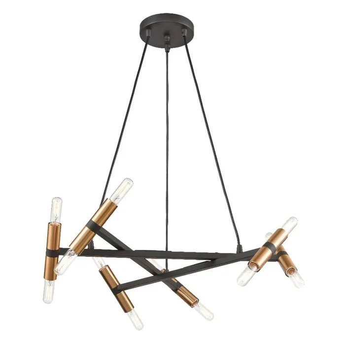 12 Light Ceiling Pendant in Black Ironwork with Gold (0194ANGFL241812)