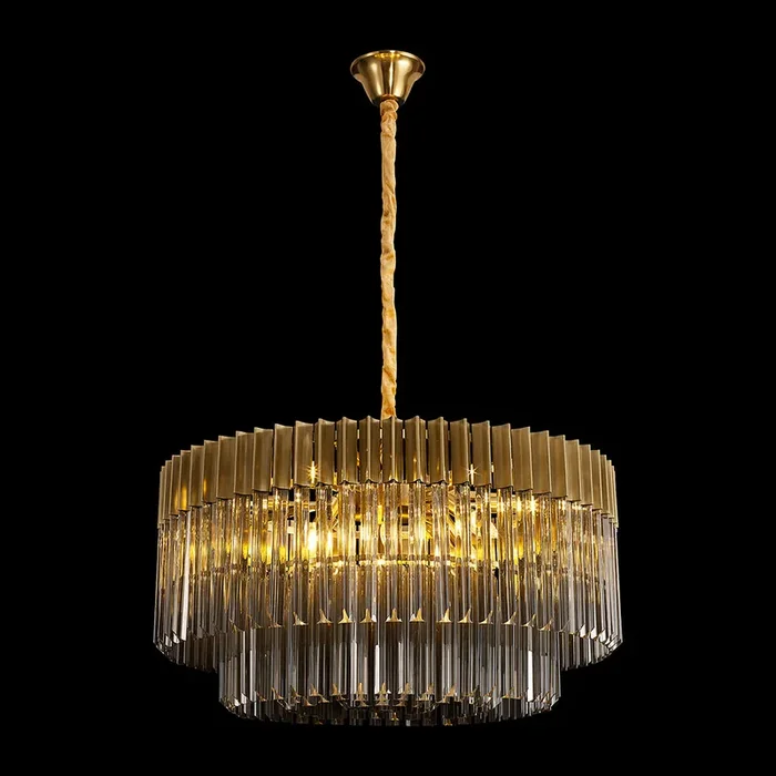 12 Light Ceiling Pendant in Brass finish with Smoked Sculpted Glass (1230GEN60B)
