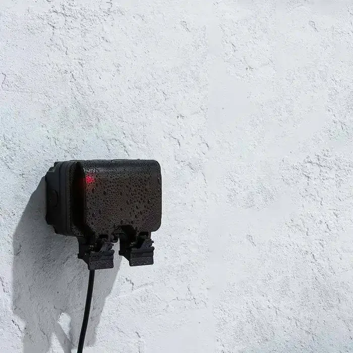 13A 2 Gang Double Pole Switch Outdoor Power Socket – Black – Online Lighting