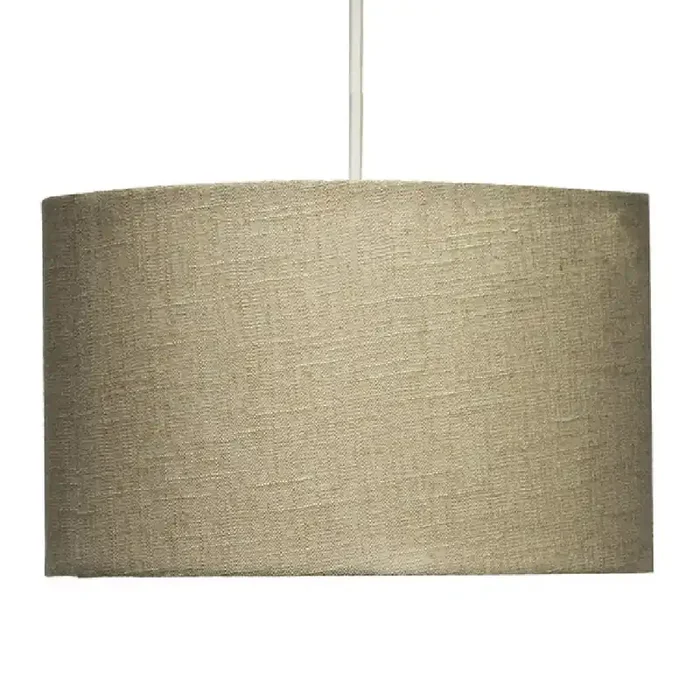 14″ Calico Beige Linen Vintage Easy Fit Drum Pendant Shade 35cm