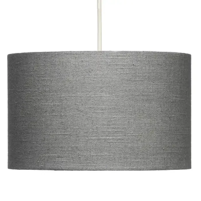 14″ Earl Grey Linen Vintage Easy Fit Drum Pendant Shade 35cm