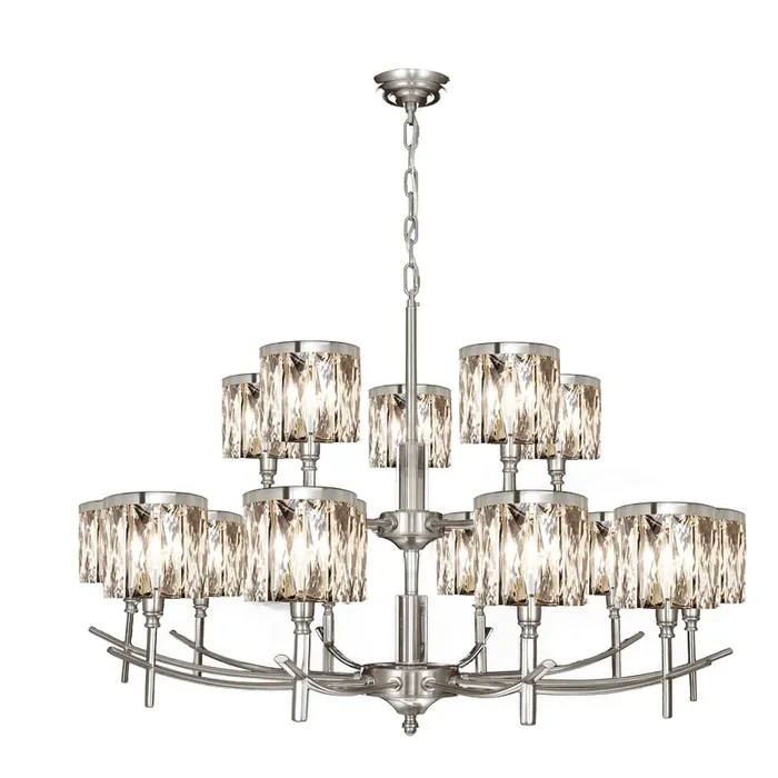 15 Light Chandelier in Satin Nickel (1476OPU37D15ASN)