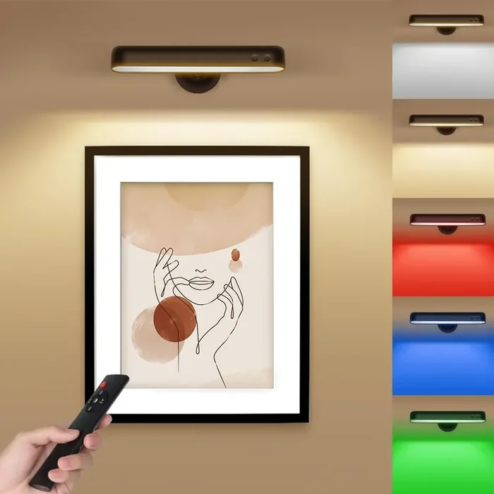 18-Color Rechargeable LED Wall Light – Touch & Remote Control, Dimmable, 360° Rotation