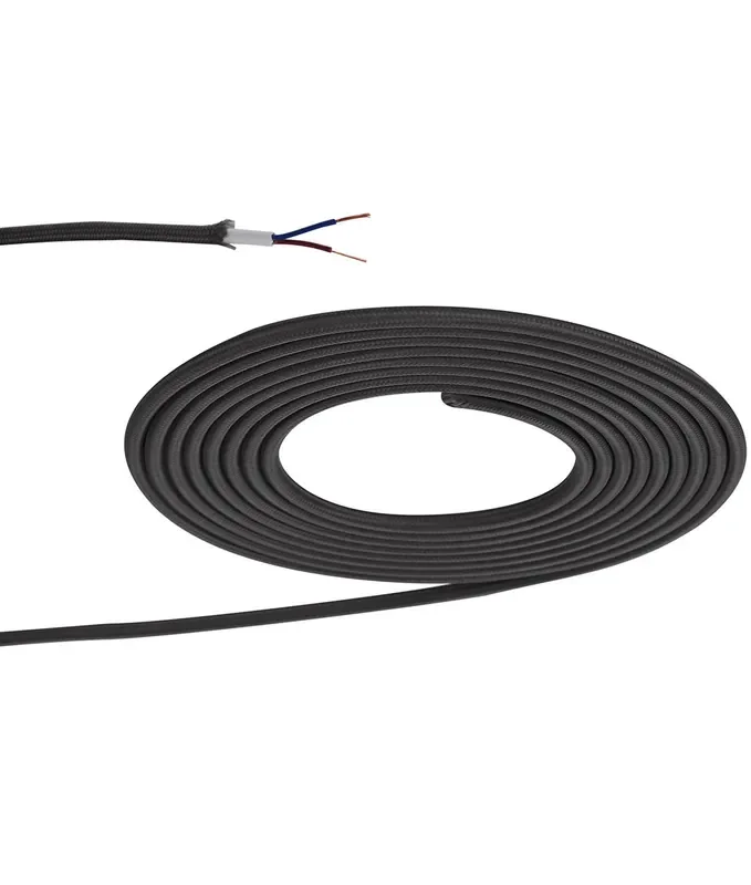 1m Grey Braided 2-Core 0.75mm Electrical Cable