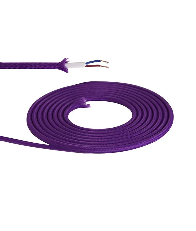 1m Purple Braided 2-Core 0.75mm Electrical Cable