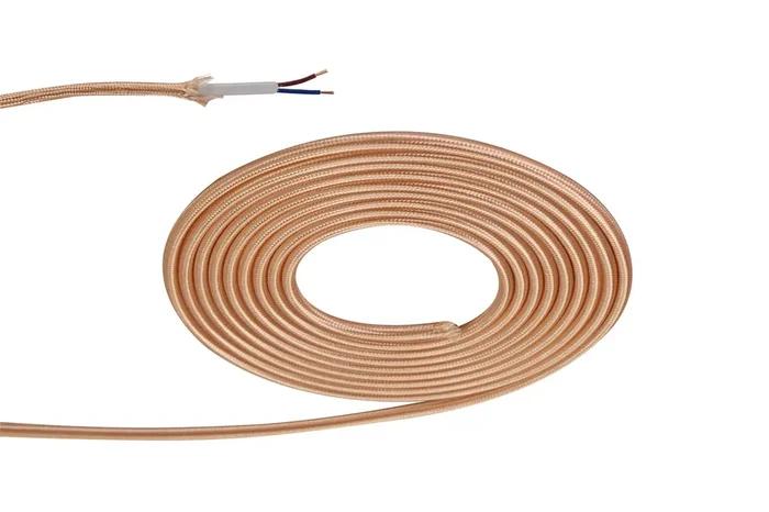 1m Rose Gold Braided 2-Core 0.75mm Electrical Cable