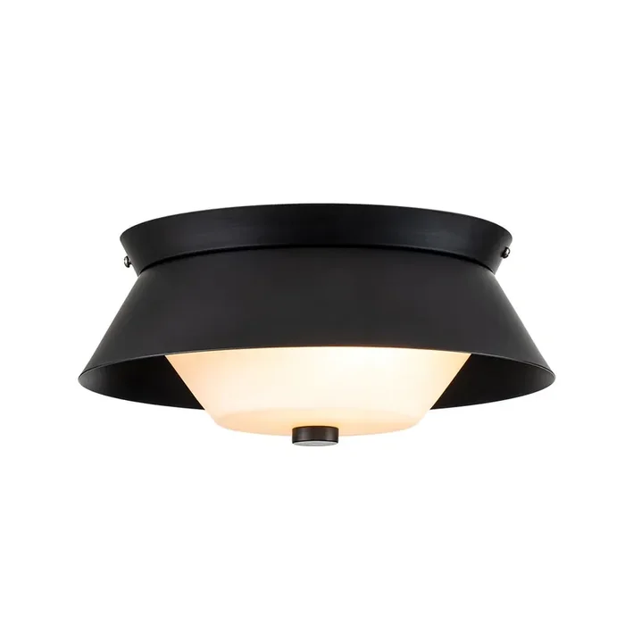 2 Light Bathroom IP44 Ceiling Flush in Matt Black (0178BOWFMB)