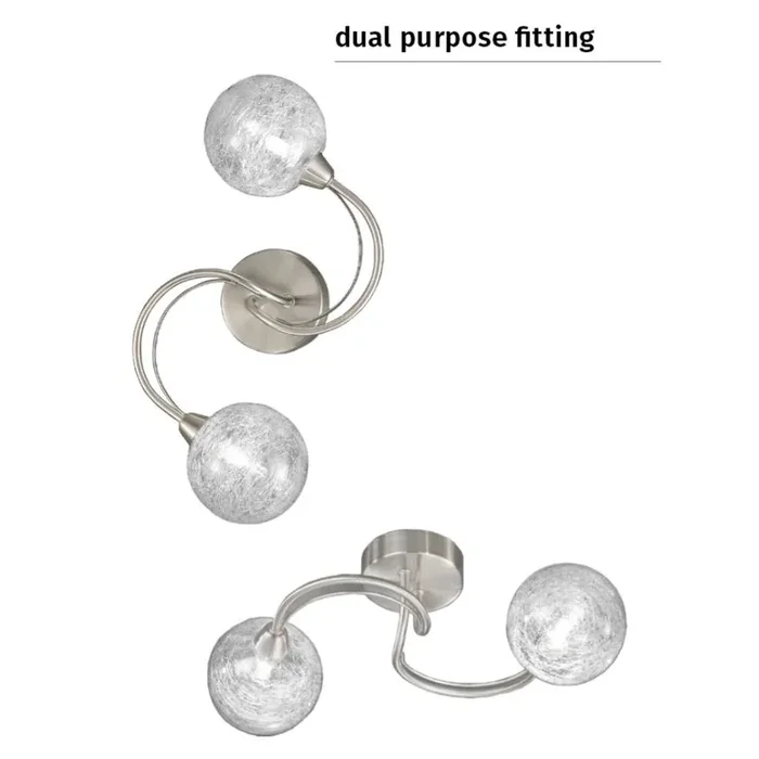 2 Light Dual Purpose Fitting in Satin Nickel (0194GYRFL23272)