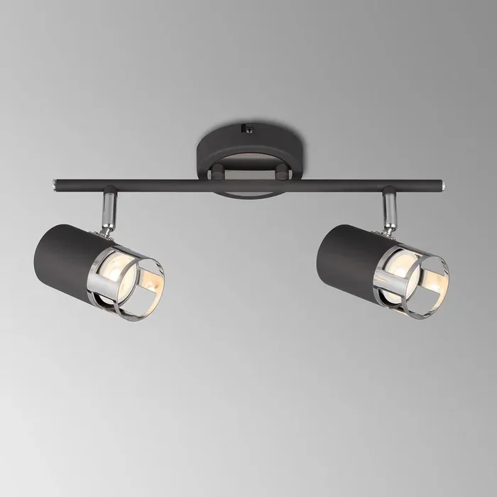 2 Light Linear Bar Spotlight, GU10, Graphite/Polished Chrome (1230BRE79A)