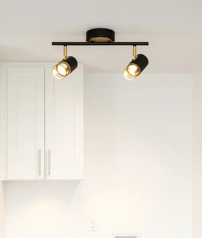 2 Light Linear Spotlight Bar – Black & Painted Gold