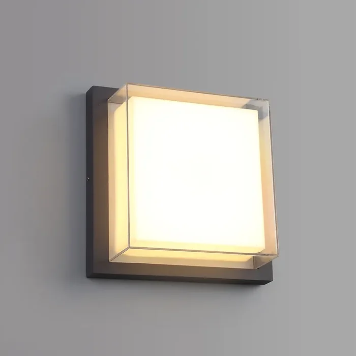 2 Light Outdoor Wall Lamp, IP65 Anthracite/Opal/Clear PC (1230PRI41B)