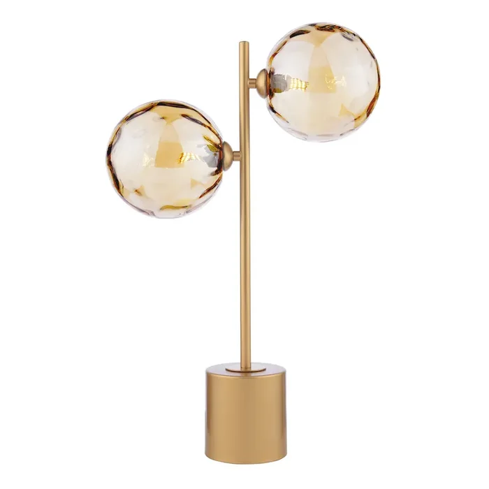 2 Light Table Lamp Matt Gold & Champagne Dimpled Glass (0183SPI423511)