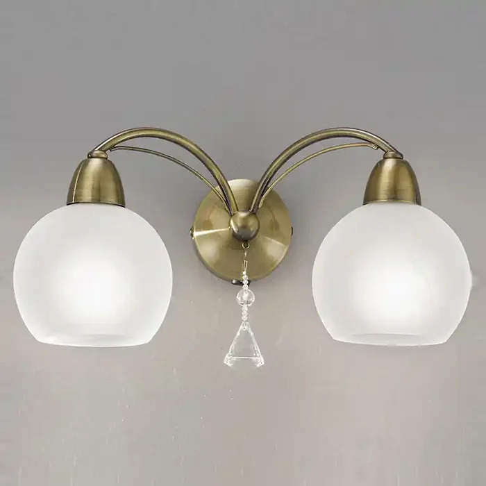 2 Light Wall Light in Bronze with Alabaster effect Glasses (0194THE22782)