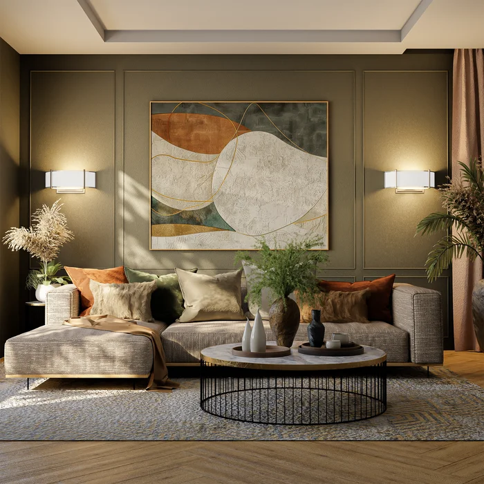 2-Lights, Flush Mounted Wall Sconce, 120 Volt, Dimmable, Brushed Nickel / Slate Gray Fabric, Hardwired – 1 Pack