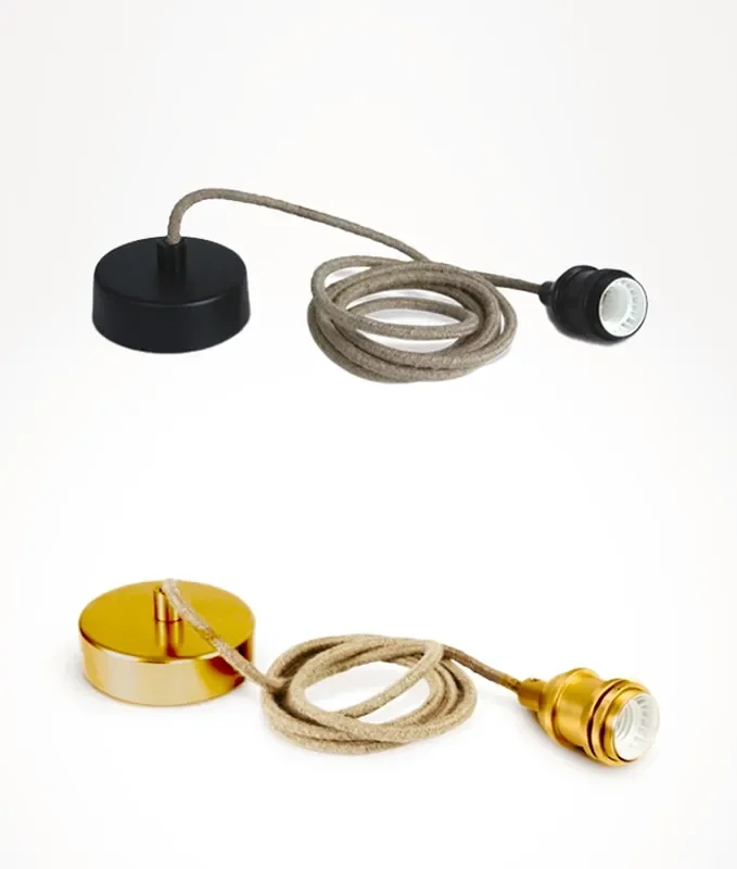 2 Metre Rope Flex & Ceiling Rose – Gold or Black